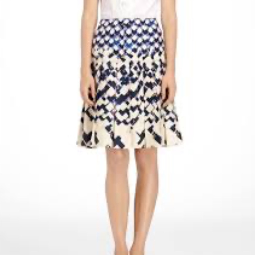 Tory Burch Geometric Logo Silk Pleated Skirt 10